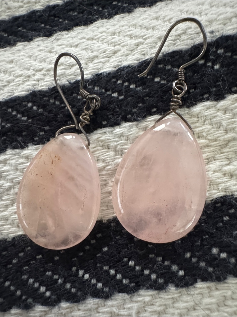 Rose Quartz Teardrop Dangle Earrings - Soft Pink Gemstone